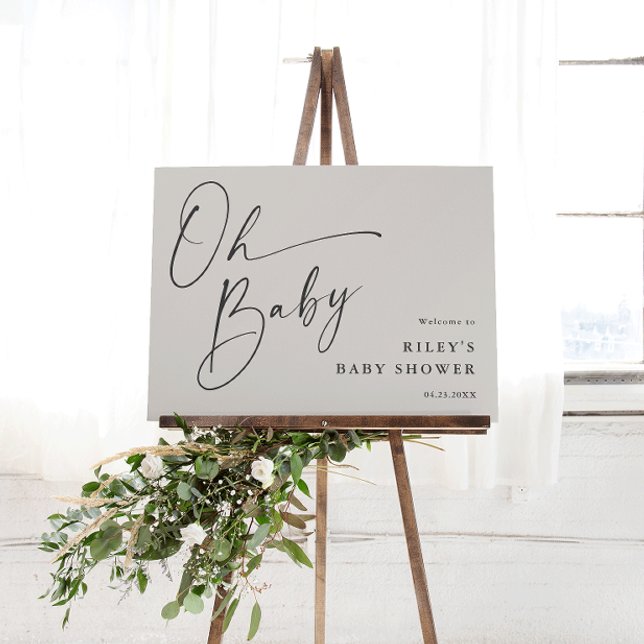 Modern Script Neutral Baby Shower Welcome Foam Board (Creator Uploaded)