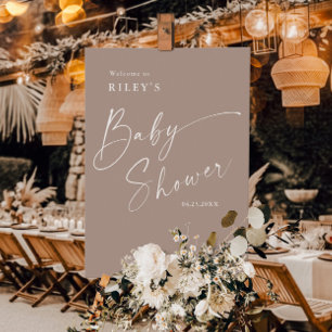 Modern Script Neutral Elegant Baby Shower Welcome Foam Board