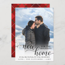 Modern Script New Home for Holidays Photo Moving Holiday Card