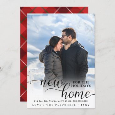 Modern Script New Home for Holidays Photo Moving Holiday Card