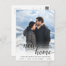 Modern Script New Home for Holidays Photo Moving  Postcard