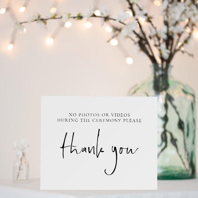 Modern Script No Photos or Videos Wedding Sign (In Situ (Wedding))