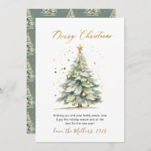 Modern Script Non Photo Christmas Tree  Holiday Card