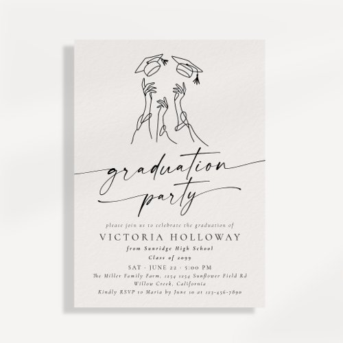 Modern Script Non Photo Graduation Party  Invitation