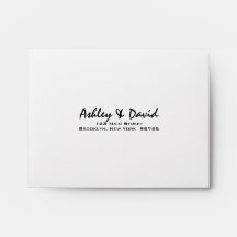 Modern Script Note Card Return Address Envelope