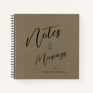 Modern Script Notes & Musings Kraft Paper Notebook