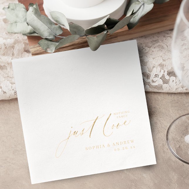 Modern Script Nothing Fancy Just Love Wedding Foil Napkins (Modern Script Nothing Fancy Just Love Wedding Foil Napkins)