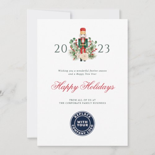 Modern Script Nutcracker Happy Holidays Business Holiday Card