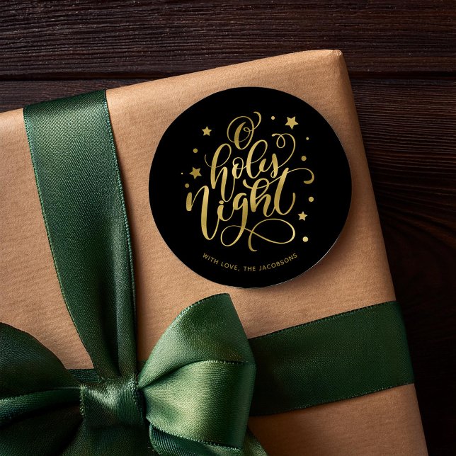 Modern Script O Holy Night Christmas Classic Round Classic Round Sticker (Creator Uploaded)