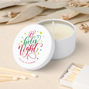 Modern Script O Holy Night Christmas Mini Candle Favors