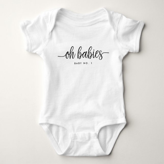 Modern Script Oh Babies Mutliples Romper (Front)