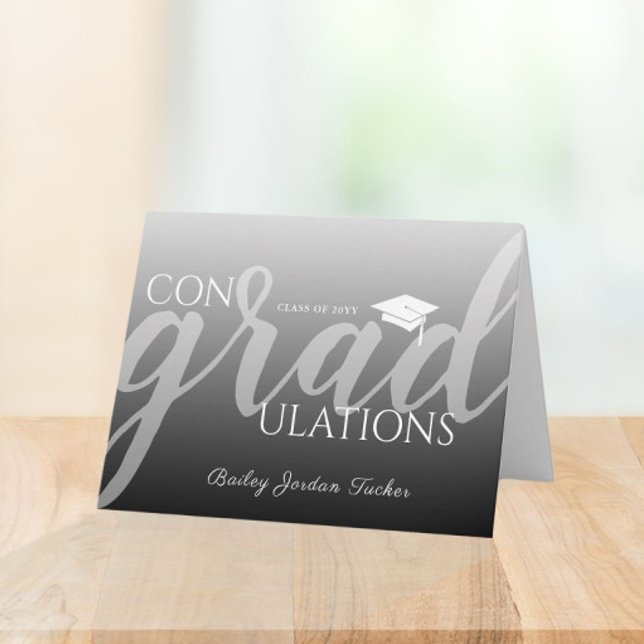 Modern Script Ombre Graduation Congratulations Card (Creator Uploaded)