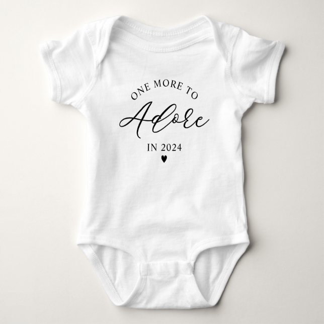 Modern Script One More To Adore in 2024 Pregnancy Baby Bodysuit (Front)