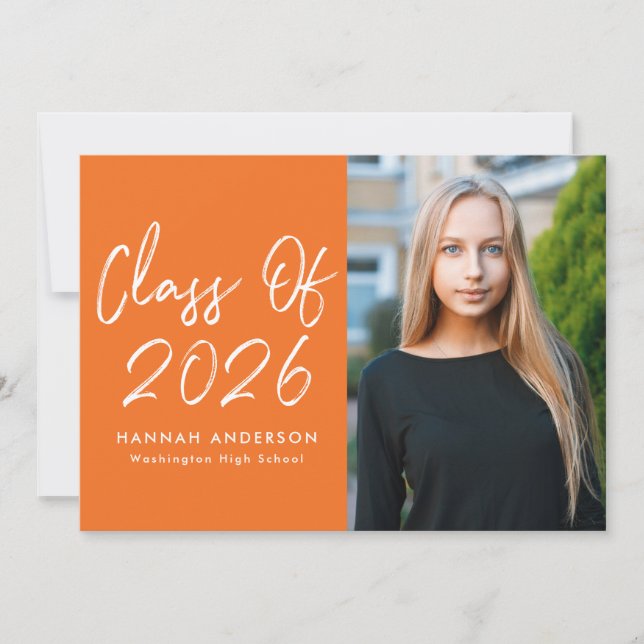Modern Script Orange 2025 Graduation Party Invitation (Front)