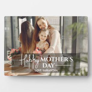 Modern Script Overlay 1 Photo Happy Mothers Day Plaque