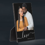 Modern Script Overlay Personalized Couples Photo Plaque<br><div class="desc">Modern Script Overlay Personalized Couples Photo plaque with elegant "love" typography. Insert your own photo and special personalized message to make this simple and elegant photo display design your own. Perfect valentines day gift for him,  valentine's day gift for her,  for girlfriend,  boyfriend,  husband or wife.</div>