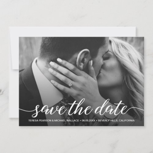 Modern Script Overlay Save The Date Photo