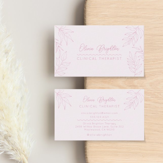 Modern Script Pale Blush Pink Therapist Business Card (Creator Uploaded)
