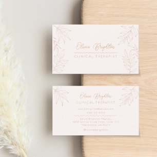 Modern Script Pale Tan Peach Therapist Business Card