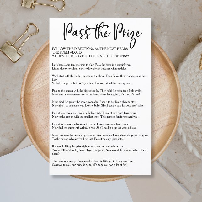 Modern Script Pass the Prize Bridal Shower Game (Creator Uploaded)