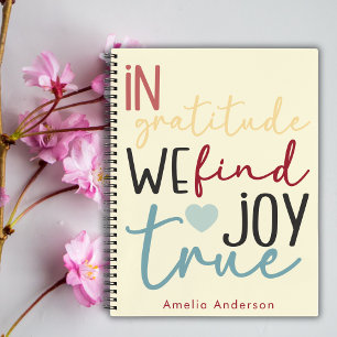Modern Script Pastel Girly Gratitude Pink Notebook