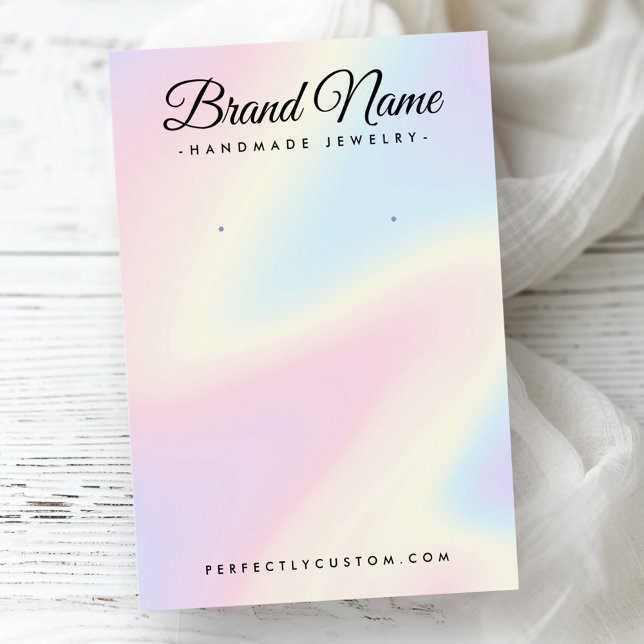 Modern script pastel rainbow earring display card (Modern script pastel rainbow earring display card)