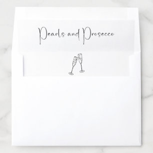 Modern Script Pearls and Prosecco Bridal Shower Envelope Liner