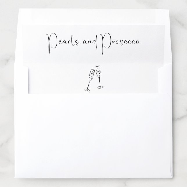Modern Script Pearls and Prosecco Bridal Shower Envelope Liner (In Envelope)