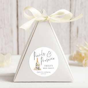 Modern Script Pearls Prosecco Hen Party Thanks Classic Round Sticker