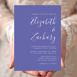 Modern Script Periwinkle Wedding Invitation