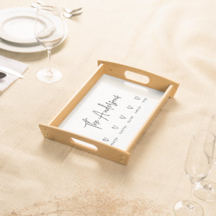 Modern script personal 5 family gift poster serving tray