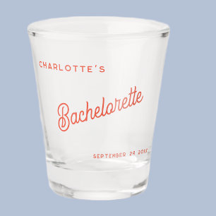 Modern Script Personalized Bachelorette Party Shot Glass