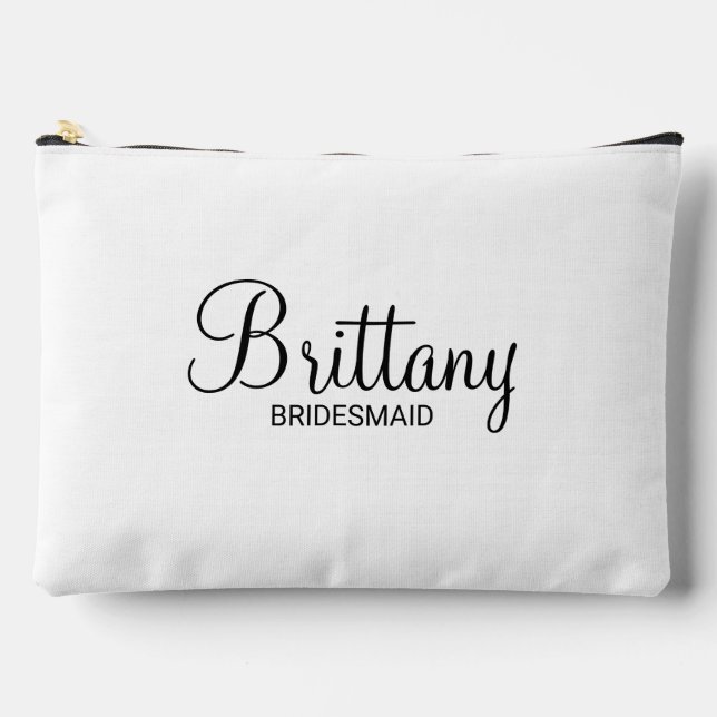 Modern Script Personalized Bridesmaid Accessory Pouch (Front)