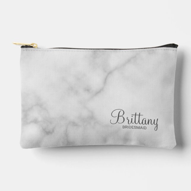 Modern Script Personalized Bridesmaid Accessory Pouch (Front)