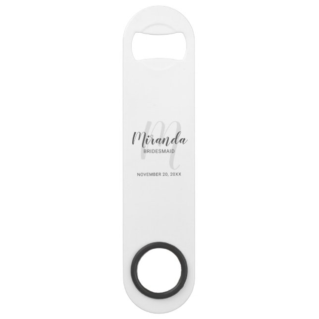 Modern Script Personalized Bridesmaid Bar Key (Front)