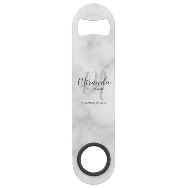 Modern Script Personalized Bridesmaid Bar Key (Front)