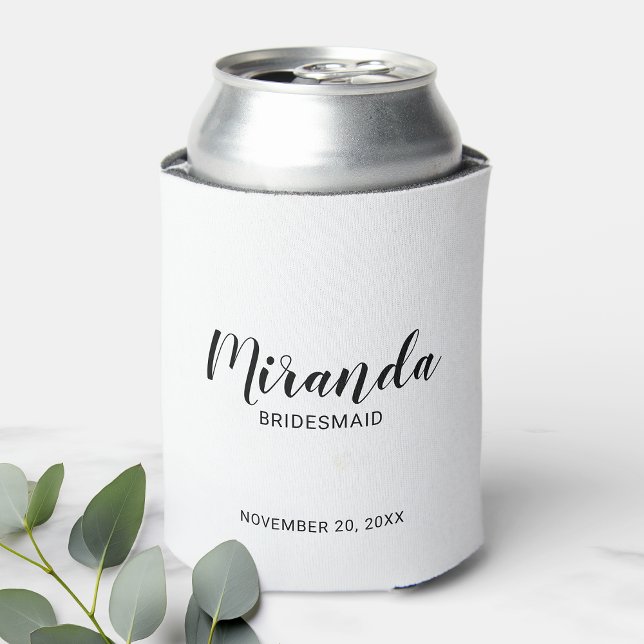 Modern Script Personalized Bridesmaid Can Cooler (Creator Uploaded)
