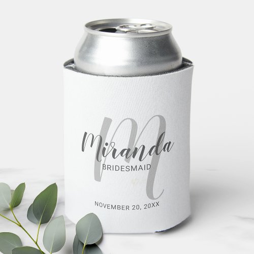 Modern Script Personalized Bridesmaid Can Cooler