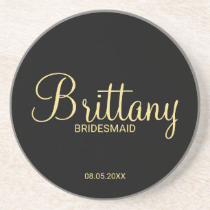 Modern Script Personalized Bridesmaid Coaster