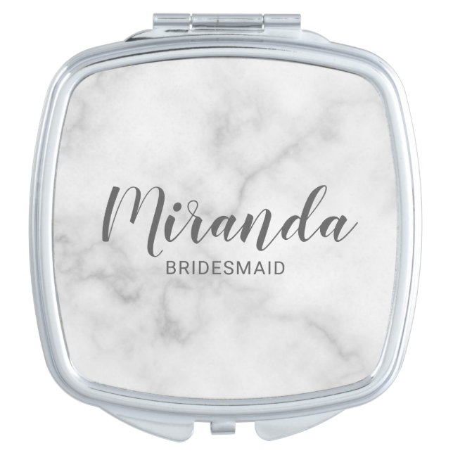 Modern Script Personalized Bridesmaid Compact Mirror (Front)