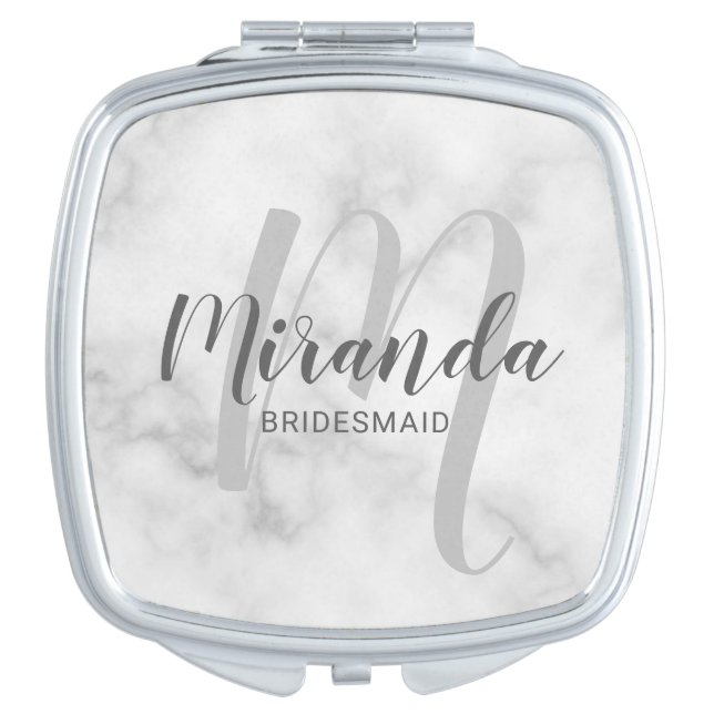 Modern Script Personalized Bridesmaid Compact Mirror (Front)
