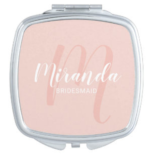 Modern Script Personalized Bridesmaid Compact Mirror