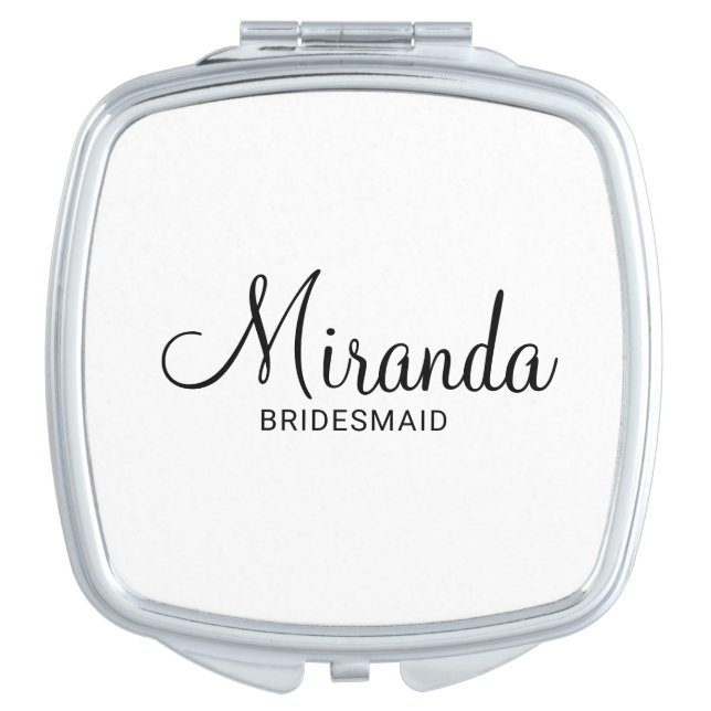 Modern Script Personalized Bridesmaid Compact Mirror (Front)