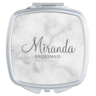 Modern Script Personalized Bridesmaid Compact Mirror