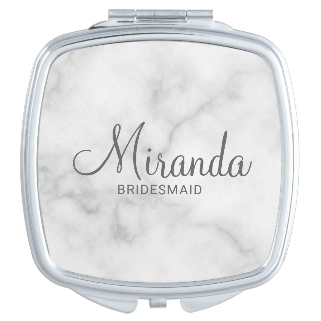 Modern Script Personalized Bridesmaid Compact Mirror (Front)