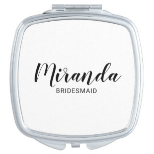 Modern Script Personalized Bridesmaid Compact Mirror