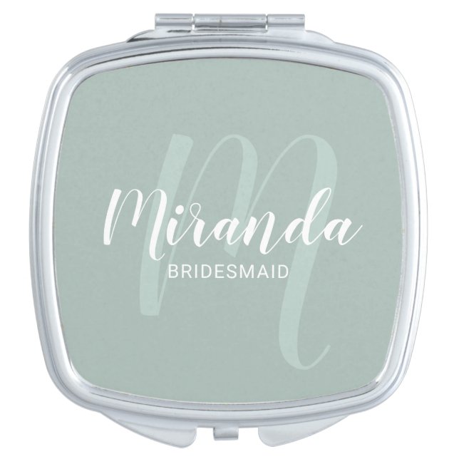 Modern Script Personalized Bridesmaid Compact Mirror (Front)