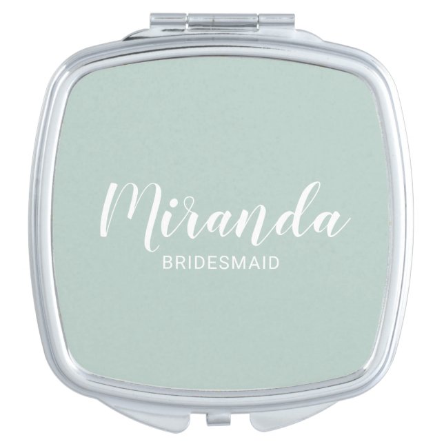 Modern Script Personalized Bridesmaid Compact Mirror (Front)