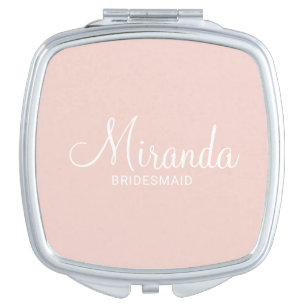 Modern Script Personalized Bridesmaid Compact Mirror