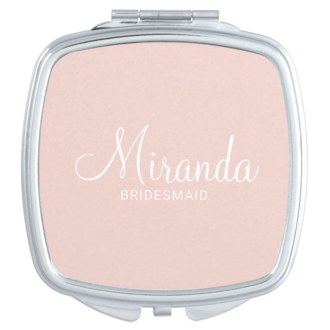 Modern Script Personalized Bridesmaid Compact Mirror (Front)